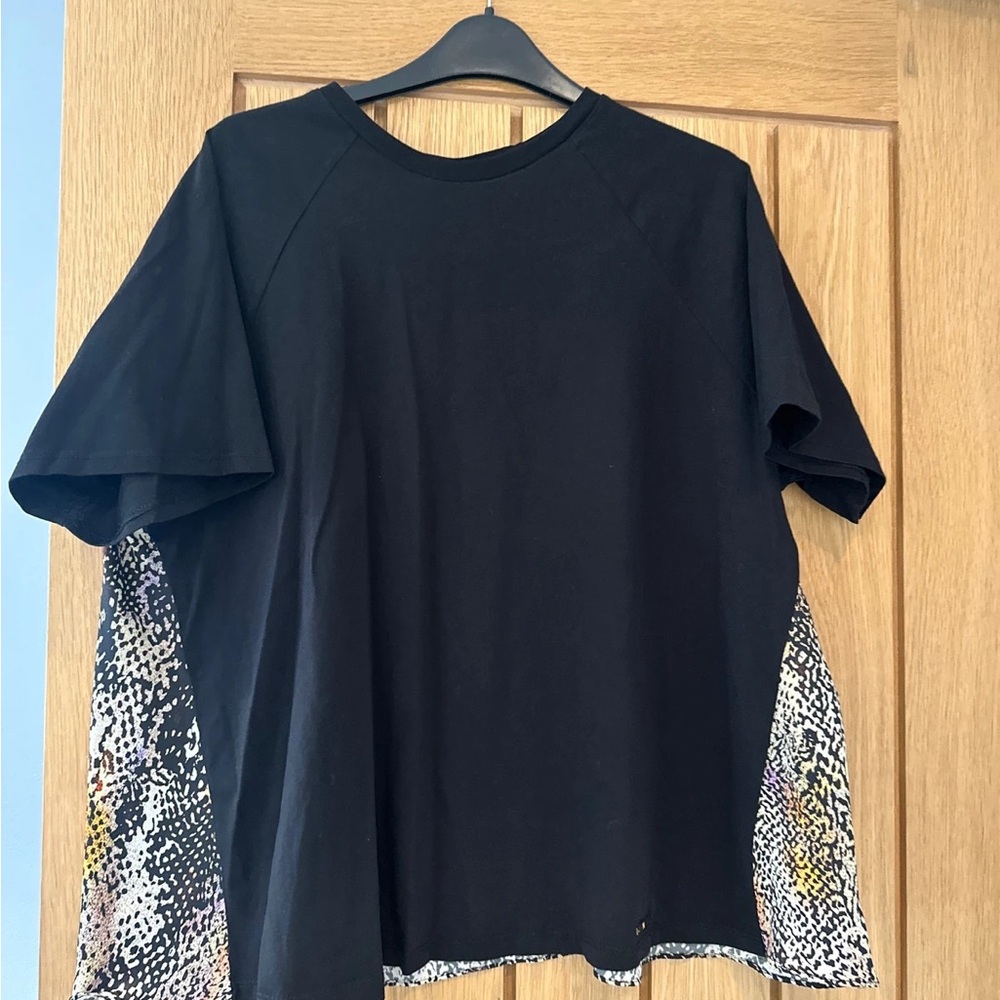 Black T-Shirt with Patterned Sides